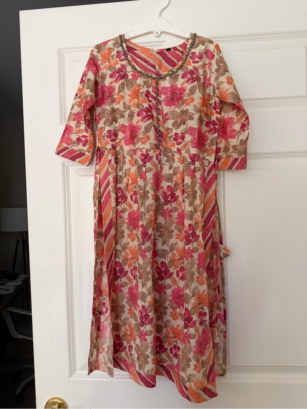 Girls 9/10 Indian Anarkali Kurta Pink and Orange